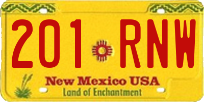 NM license plate 201RNW