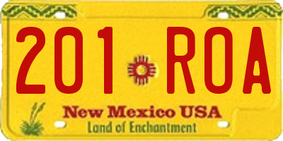 NM license plate 201ROA