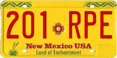 NM license plate 201RPE