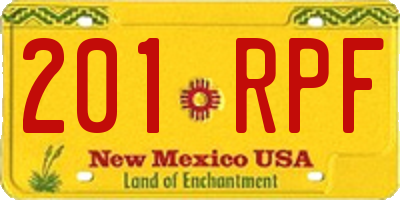 NM license plate 201RPF