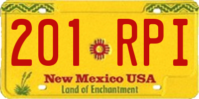 NM license plate 201RPI