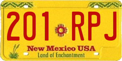 NM license plate 201RPJ