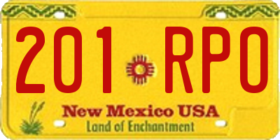 NM license plate 201RPO