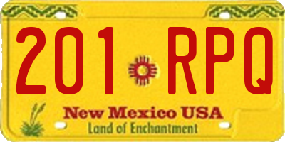NM license plate 201RPQ
