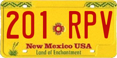 NM license plate 201RPV