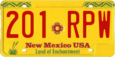 NM license plate 201RPW