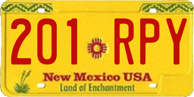 NM license plate 201RPY