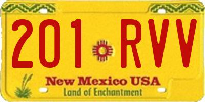 NM license plate 201RVV