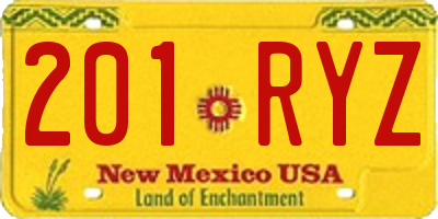 NM license plate 201RYZ