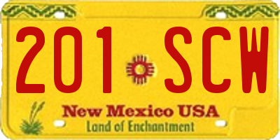 NM license plate 201SCW