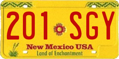 NM license plate 201SGY
