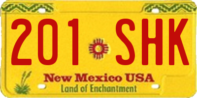 NM license plate 201SHK