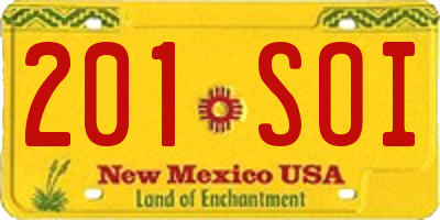 NM license plate 201SOI