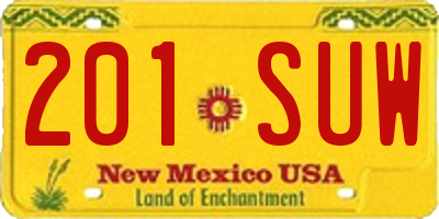 NM license plate 201SUW