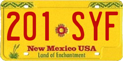 NM license plate 201SYF