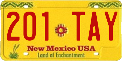 NM license plate 201TAY