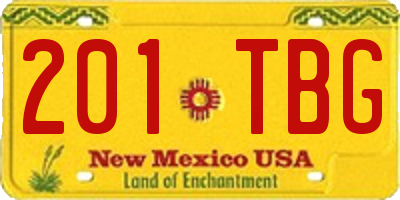 NM license plate 201TBG
