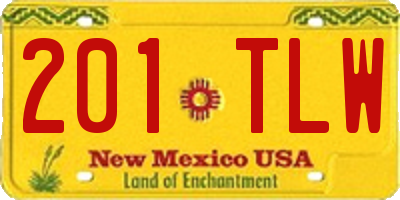 NM license plate 201TLW