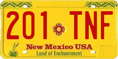 NM license plate 201TNF