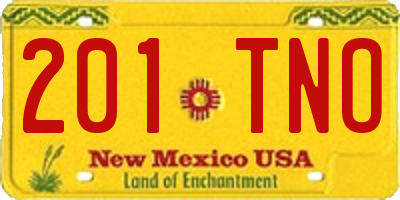 NM license plate 201TNO