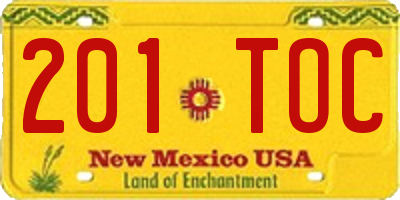 NM license plate 201TOC