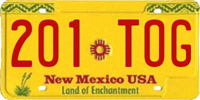 NM license plate 201TOG