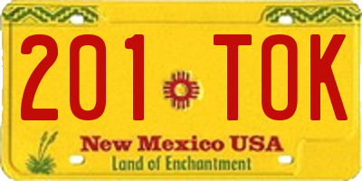 NM license plate 201TOK