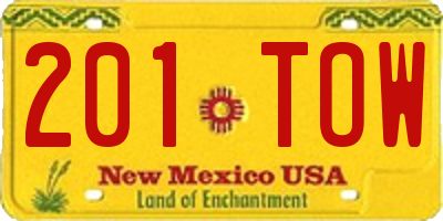 NM license plate 201TOW