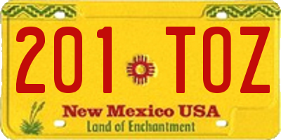 NM license plate 201TOZ