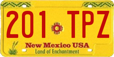 NM license plate 201TPZ