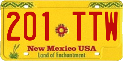 NM license plate 201TTW