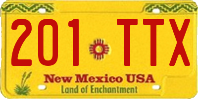 NM license plate 201TTX