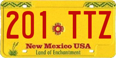 NM license plate 201TTZ