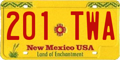 NM license plate 201TWA