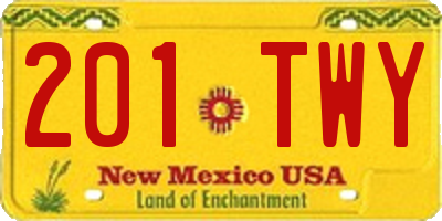 NM license plate 201TWY