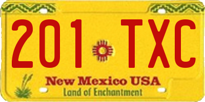 NM license plate 201TXC