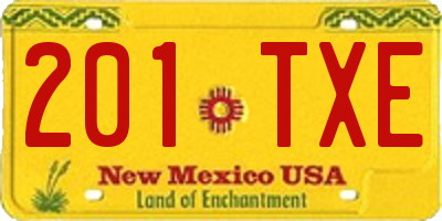 NM license plate 201TXE