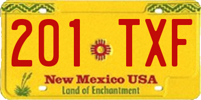 NM license plate 201TXF