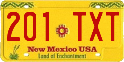 NM license plate 201TXT