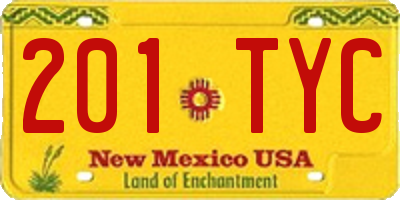 NM license plate 201TYC