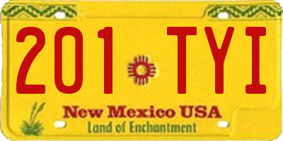 NM license plate 201TYI