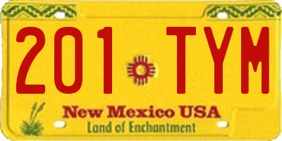 NM license plate 201TYM