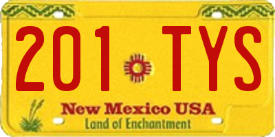 NM license plate 201TYS