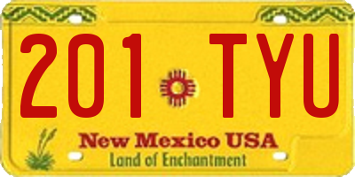 NM license plate 201TYU