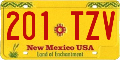 NM license plate 201TZV