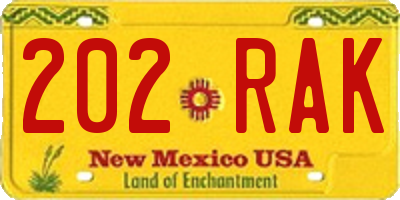 NM license plate 202RAK