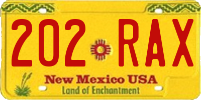NM license plate 202RAX