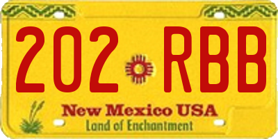 NM license plate 202RBB