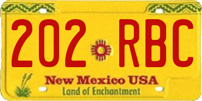 NM license plate 202RBC