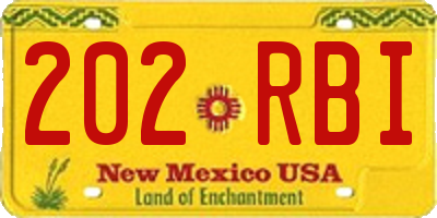 NM license plate 202RBI